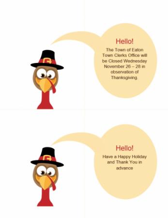 Town of Eaton Closure for Thanksgiving Town of Eaton Closure for Thanksgiving