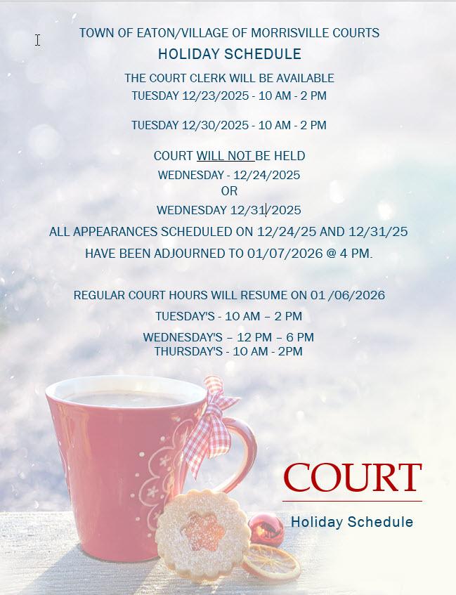 2025 Court Holiday Schedule Eaton New York